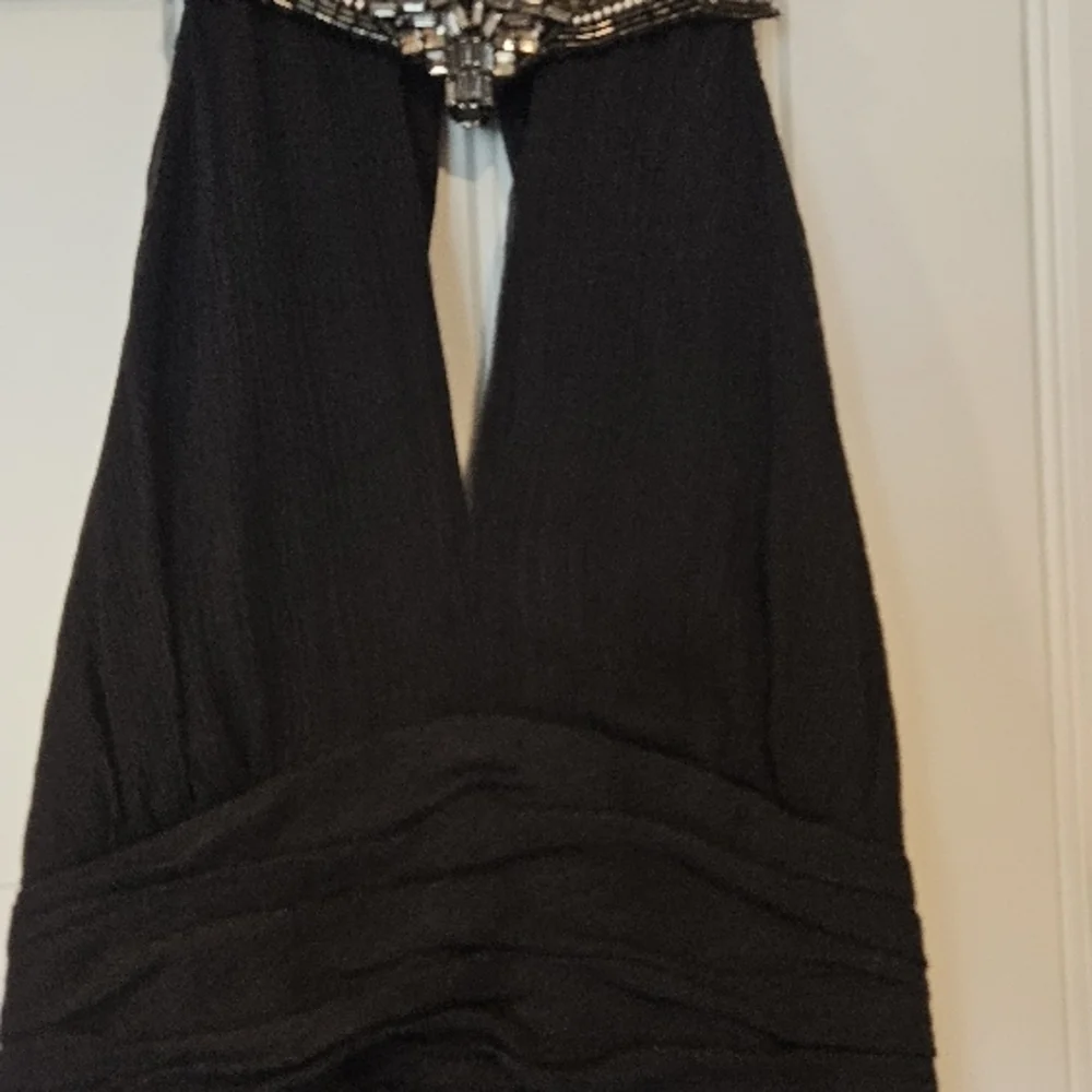 Karen Millen Silk Black Halter Evening Dress - Elegant Women's Black Dress - Picture 2 of 11